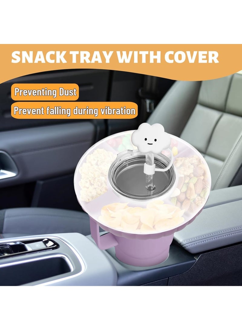 SOLARAE Stanley Accessories - Snack Tray with Lid for Quencher H1.0/2.0 40oz Stanley Cup - Food-Grade Silicone Snack Bowl for 40 oz Stanley Tumbler - Pink - Image 4