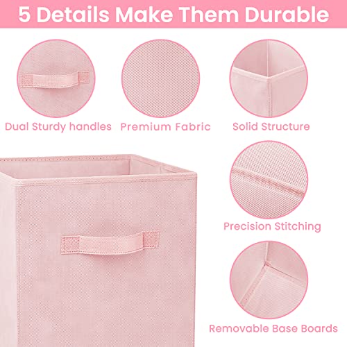Criusia Storage Cubes - 11 Inch Heavy Duty Fabric Storage Bins for Shelves Closet, Cube Organizer - 8 Pack Collapsible Cube Storage Bins Baskets for Organizing Clothes Blankets Toys (Pink) - Image 4
