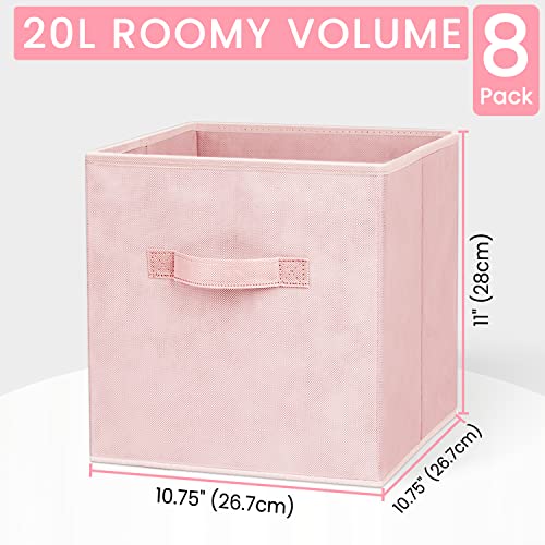 Criusia Storage Cubes - 11 Inch Heavy Duty Fabric Storage Bins for Shelves Closet, Cube Organizer - 8 Pack Collapsible Cube Storage Bins Baskets for Organizing Clothes Blankets Toys (Pink) - Image 2