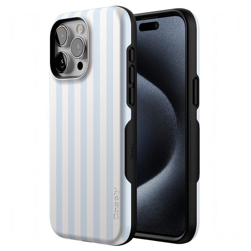 Casely iPhone 15 Pro Case | Blue Stripes | Sunday Best | Bold Protective Design | Compatible with MagSafe - Image 2
