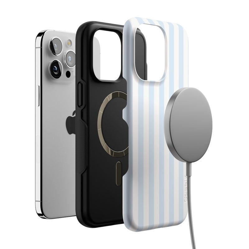 Casely iPhone 15 Pro Case | Blue Stripes | Sunday Best | Bold Protective Design | Compatible with MagSafe - Image 4