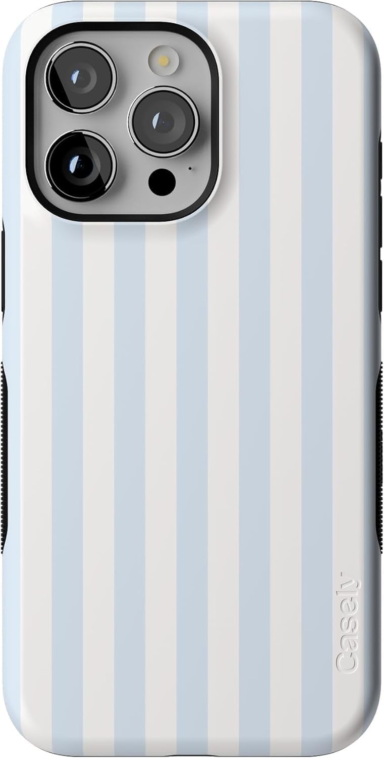 Casely iPhone 15 Pro Case | Blue Stripes | Sunday Best | Bold Protective Design | Compatible with MagSafe - Image 1