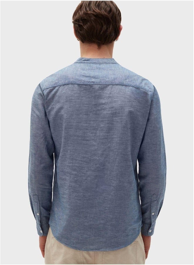 Ovs Grandad Collar Regular Fit Shirt - Image 3
