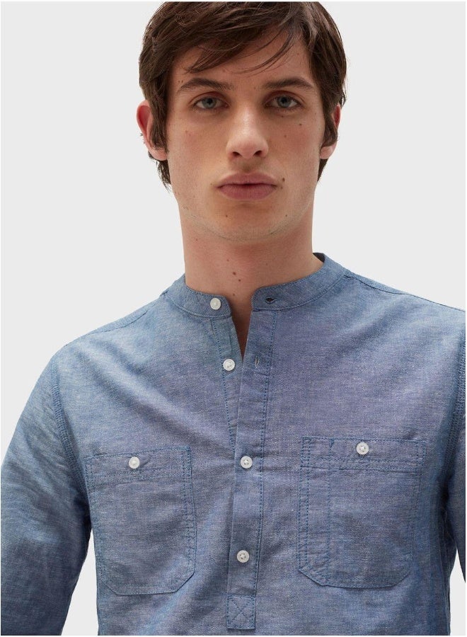 Ovs Grandad Collar Regular Fit Shirt - Image 2