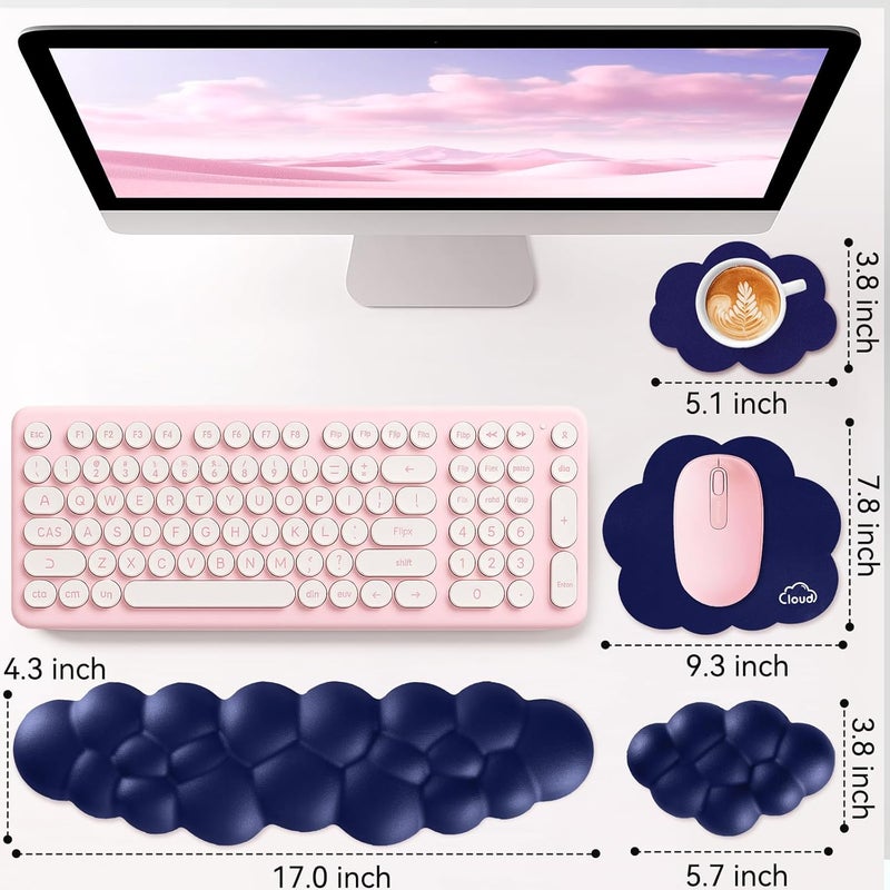 Sushret Memory Foam Cloud Wrist Rest Keyboard Set, 4-in-1: Ergonomic Keyboard Wrist Rest & Mouse Pad, Non-Slip for Office, Gaming and Home Office, Blue - Image 3