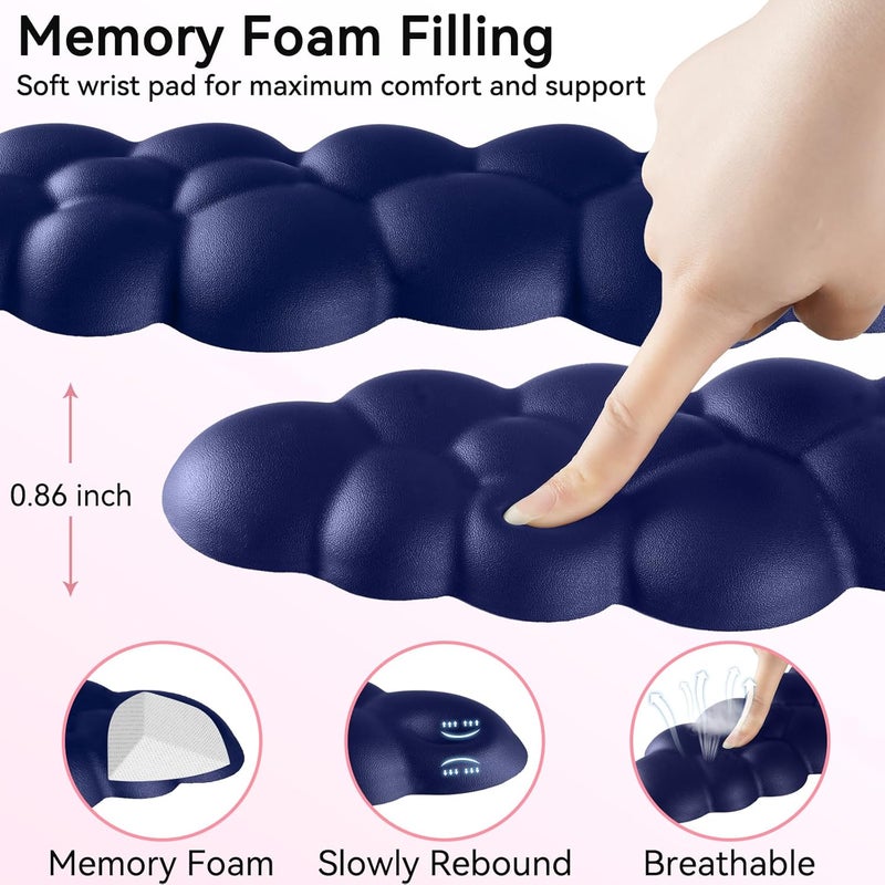Sushret Memory Foam Cloud Wrist Rest Keyboard Set, 4-in-1: Ergonomic Keyboard Wrist Rest & Mouse Pad, Non-Slip for Office, Gaming and Home Office, Blue - Image 5