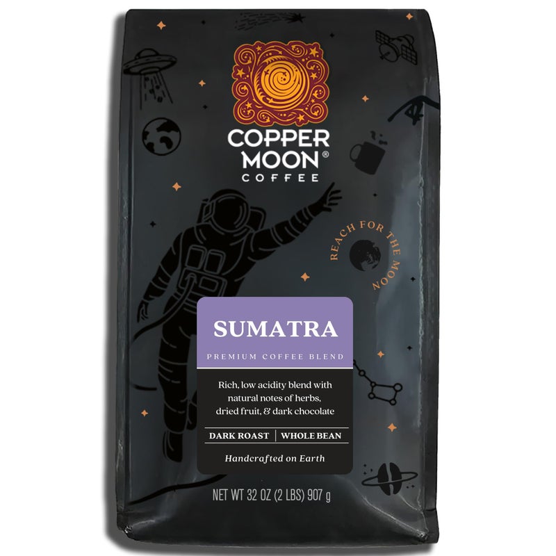 Copper Moon Dark Roast Whole Bean Coffee, Sumatra Blend, 2 Lb - Image 1