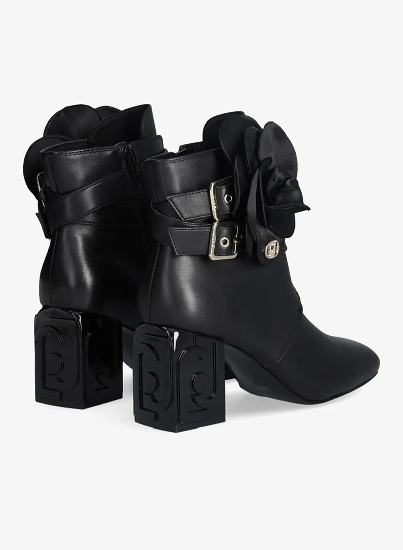 Liu Jo Leather ankle boot with flower detail