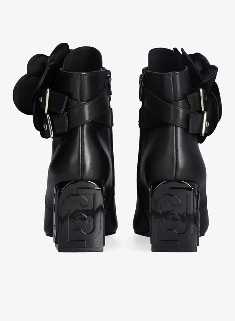 Liu Jo Leather ankle boot with flower detail