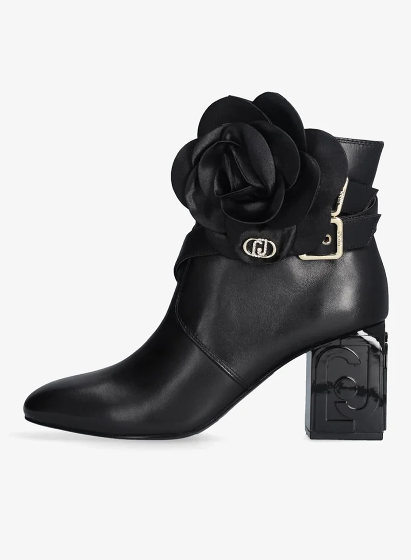 Liu Jo Leather ankle boot with flower detail
