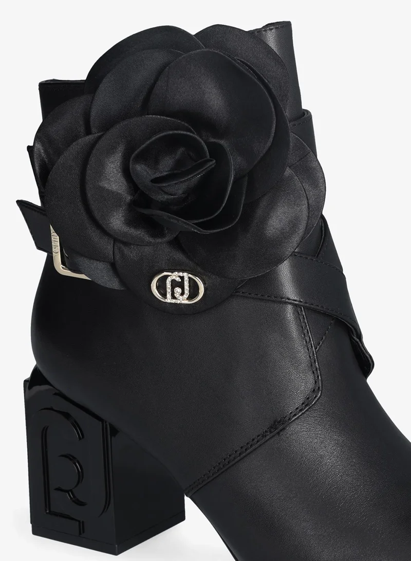 Liu Jo Leather ankle boot with flower detail