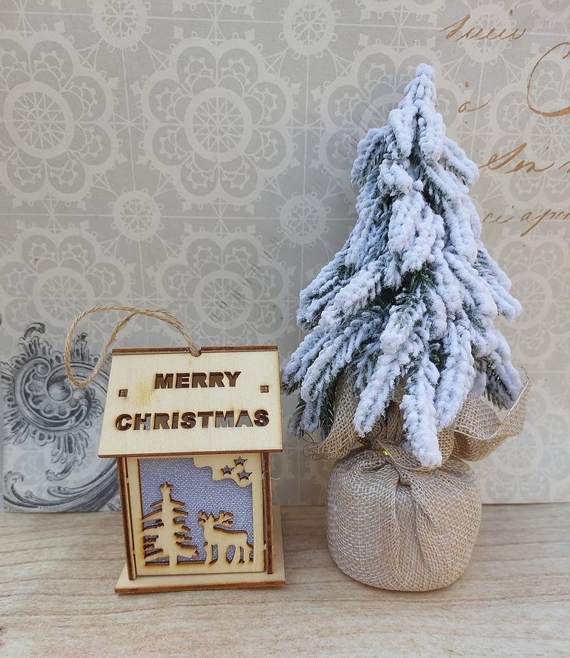 Forty Wings Forty Wings 1 Christmas Light Up Wooden House for Christmas Ornaments Xmas Tree Hangings Ornaments for Christmas Decoration Items for Home Decoration - Image 4