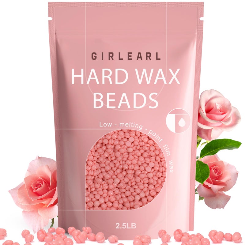 GIRLEARLE Hard Wax Beads for Hair Removal, 2.5lb, Rose Oil Infused, Brazilian Bikini Wax for Women Men, Sensitive Skin, Full Body Legs Face Underarms Waxing Beads - Image 1