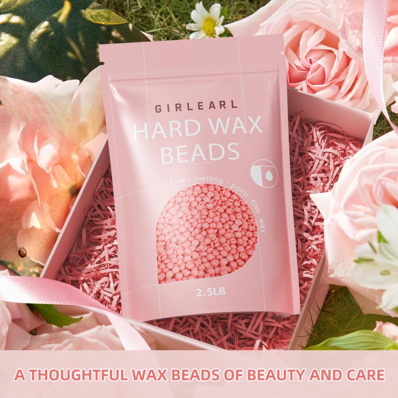 GIRLEARLE Hard Wax Beads for Hair Removal, 2.5lb, Rose Oil Infused, Brazilian Bikini Wax for Women Men, Sensitive Skin, Full Body Legs Face Underarms Waxing Beads - Image 4