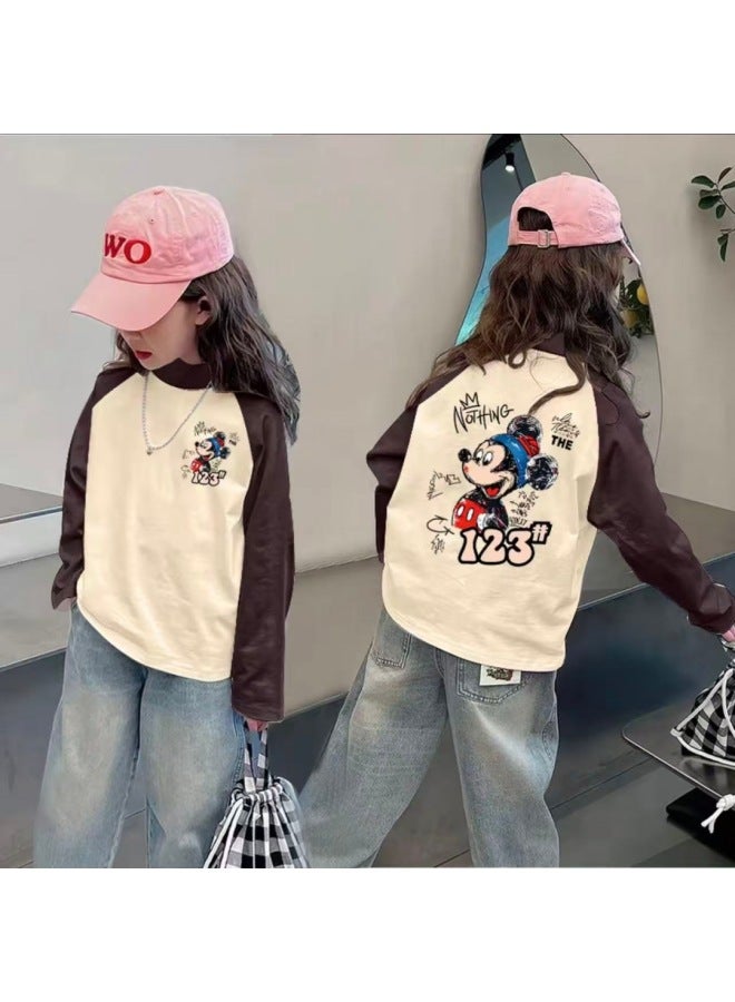 Girls' Thermal Base Layer Top Autumn And Winter New Style For Older Children, Half Turtleneck, Warm Inner Layer, Color-blocking Long Sleeves - Image 1