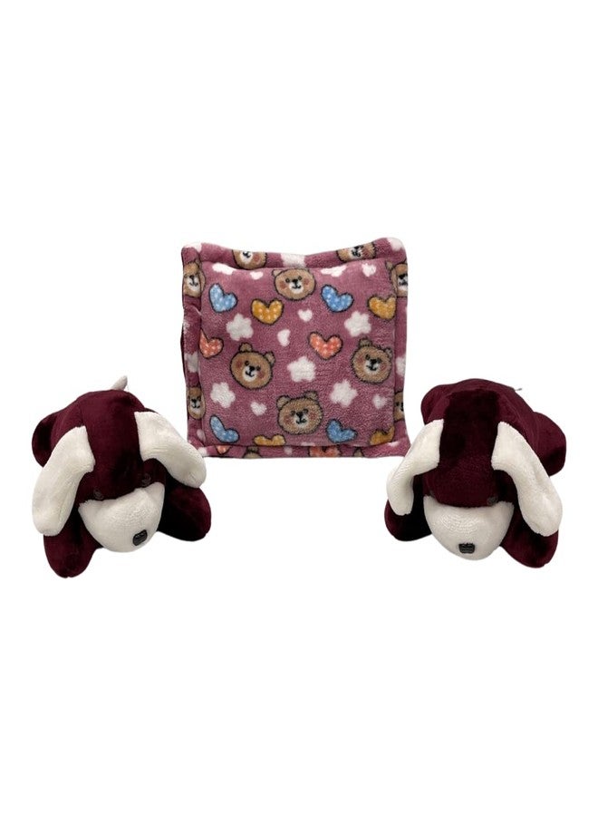 PINKS & BLUES Full Sleeping 5 Piece Baby Bedding Set with 2 Puppy Shape Side Pillows (0-42MONTHS) (Printed Purple) - Image 2
