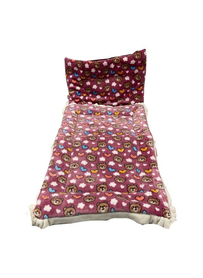 PINKS & BLUES Full Sleeping 5 Piece Baby Bedding Set with 2 Puppy Shape Side Pillows (0-42MONTHS) (Printed Purple) - Image 3