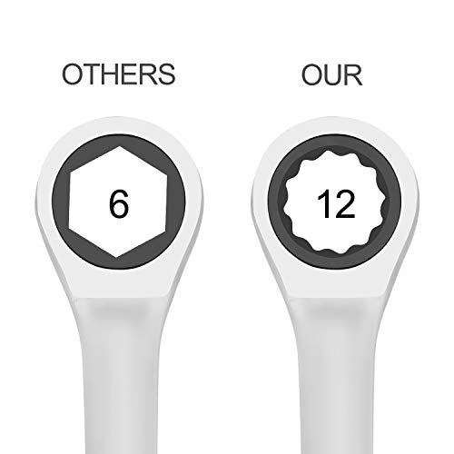KINJOEK 4 PCS 10mm 12PT Ratchet Wrench, Metric Ratcheting Wrench Set with 5° Movement and 72 Teeth for Projects with Tight Space - Image 2