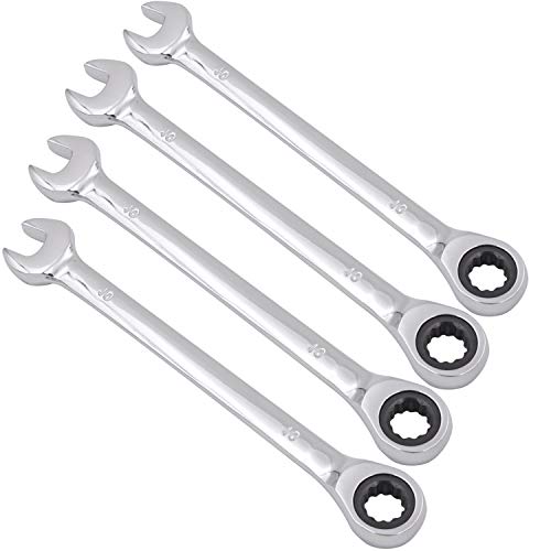 KINJOEK 4 PCS 10mm 12PT Ratchet Wrench, Metric Ratcheting Wrench Set with 5° Movement and 72 Teeth for Projects with Tight Space - Image 1