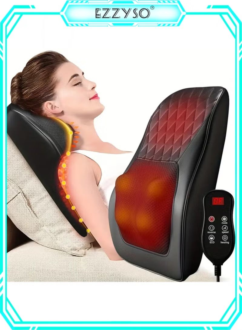 إيزي سو جهاز تدليك للظهر مزود بخاصية التدليك الحراري ثلاثي الأبعاد لتخفيف آلام الظهر والرقبة والكتف والساقين، مثالي للاستخدام في المنزل والمكتب والسيارة. - Image 1