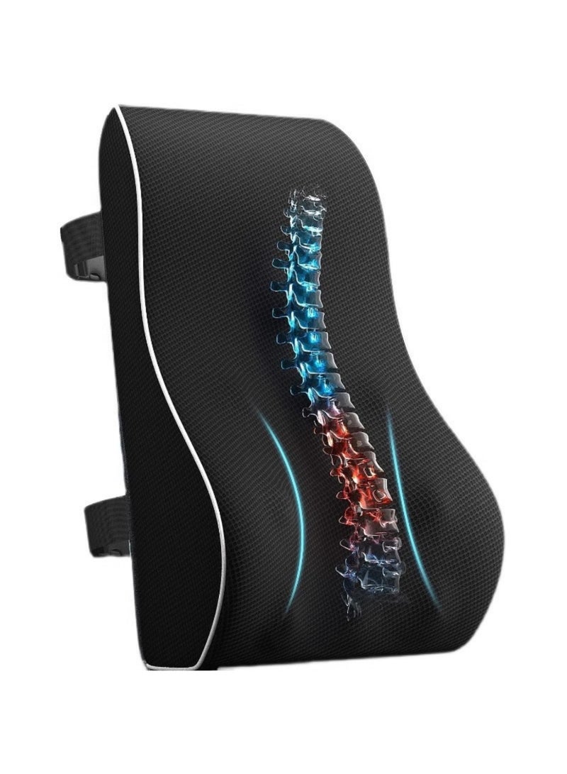 JINFANLI Lumbar Support Pillow for Office Chair Back Support Pillow for Car, Computer, Gaming Chair, Recliner Memory Foam Back Cushion for Pain Relief Improve Posture, Mesh Cover Double - Image 1