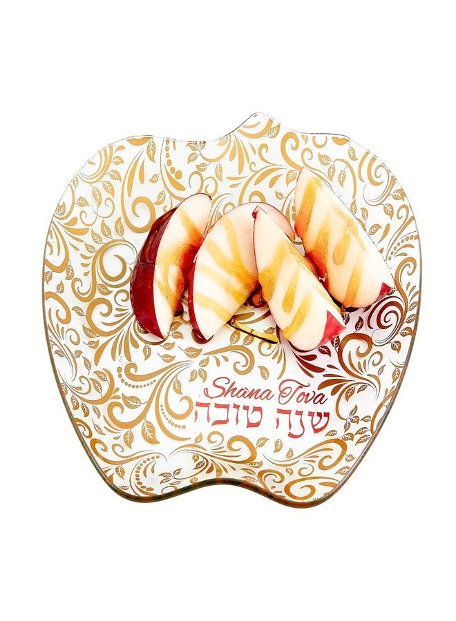 Rite Lite Rosh Apple & Honey Plate - Jewish New Year Holiday Party Favors Gifts Shana Tova Judaica Home Decor Hostess Cooking Kitchen Accessories Table Decorations (Gold & Red) - Image 2