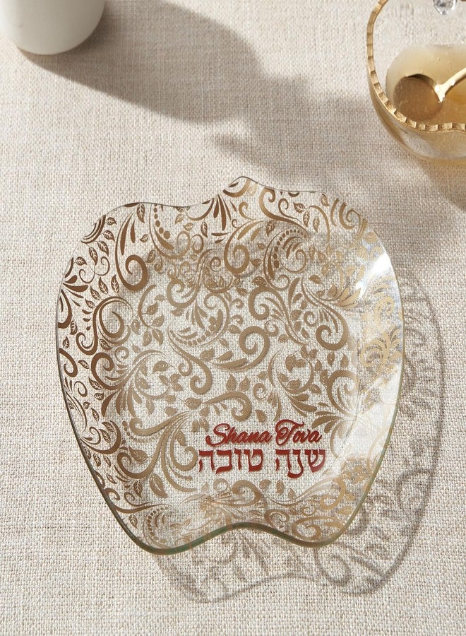 Rite Lite Rosh Apple & Honey Plate - Jewish New Year Holiday Party Favors Gifts Shana Tova Judaica Home Decor Hostess Cooking Kitchen Accessories Table Decorations (Gold & Red) - Image 5