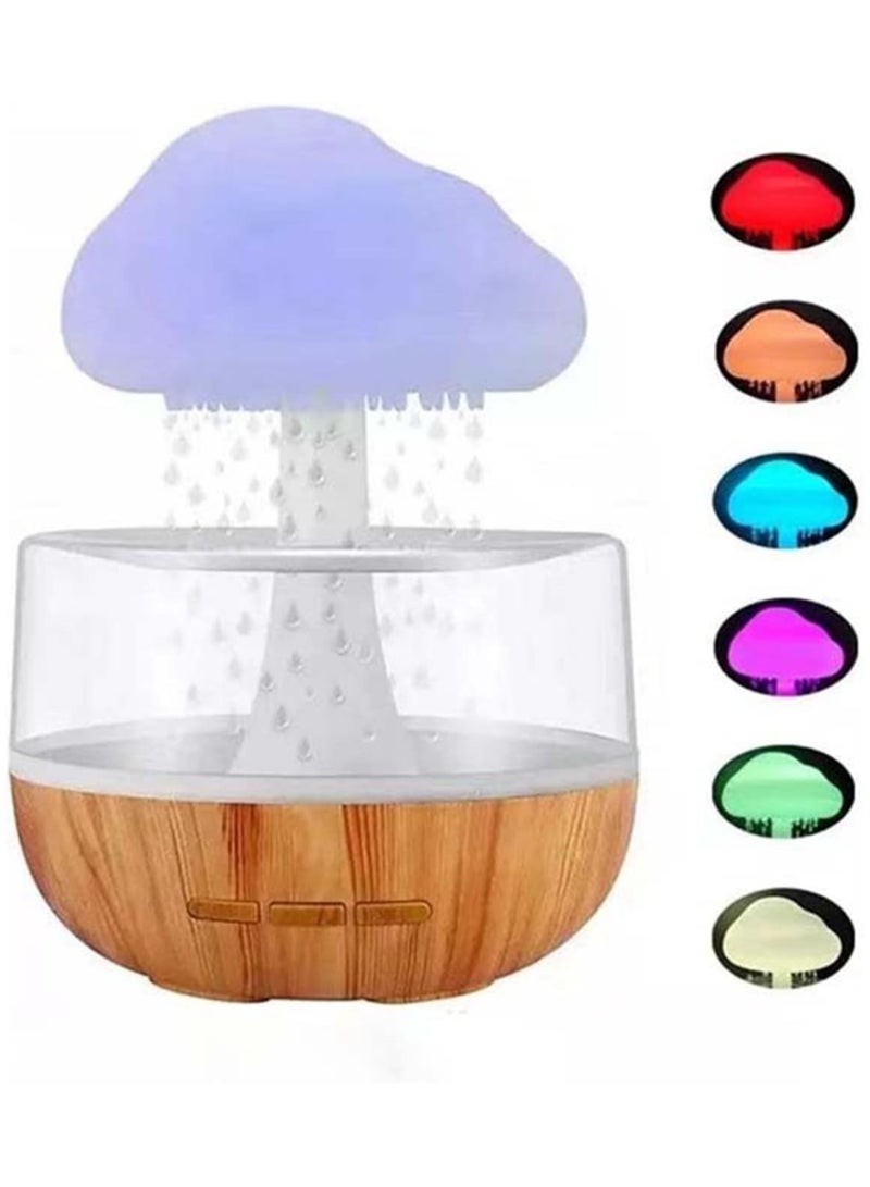 DubaiGallery مرطب ليلي بأصوات قطرات الماء وغيوم المطر، 7 ألوان، مرطب ليلي بإضاءة LED مع موزع للزيوت العطرية الأساسية للعلاج بالروائح العطرية - Image 4