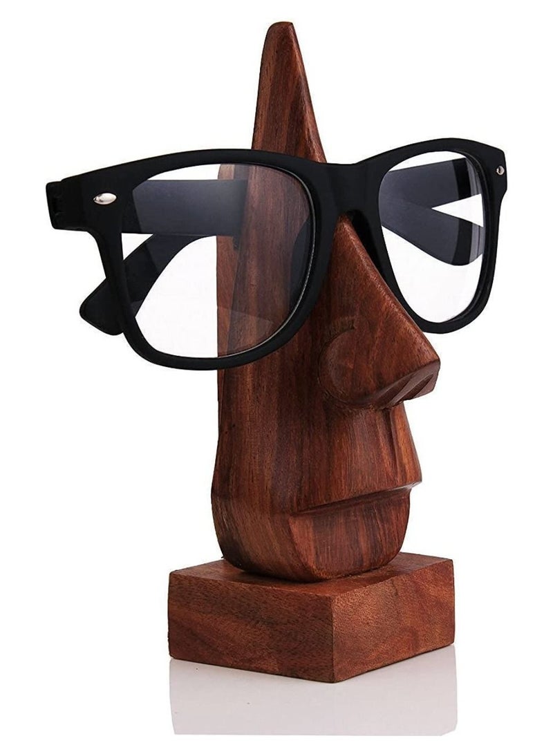 QUESERA Wooden Eyeglass Spectacle Holder Handmade Nose Shaped Stand for Office Desk Home Decor Gifts - Image 1
