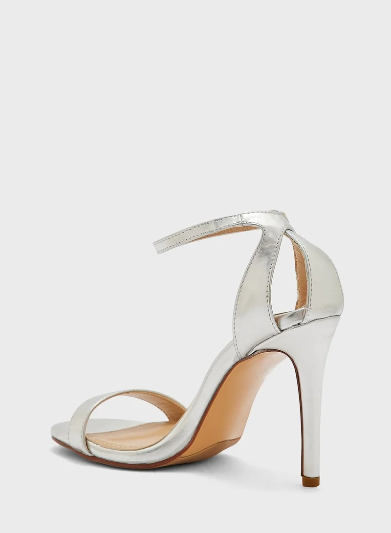 Namshi x Metallic Diamante Ankle Strap Sandal
