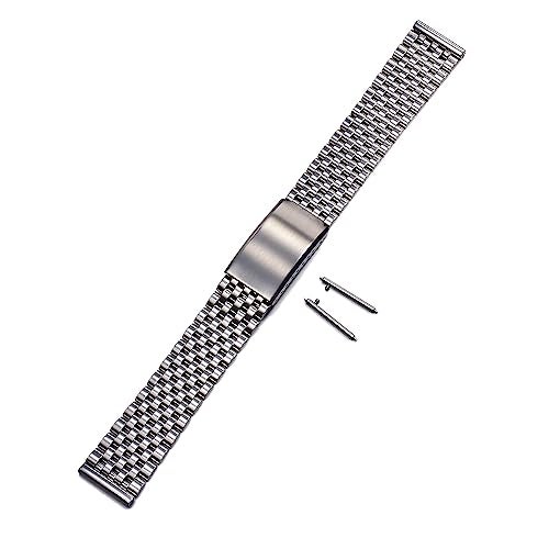 TOMIYOY General Flat End 20MM Oyster Beads Of Rice Vintage Style Bracelet Stainless Steel Strap With Quick Release Spring Bar (A) - Image 1