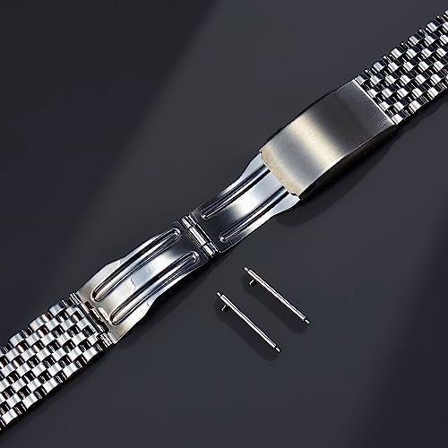 TOMIYOY General Flat End 20MM Oyster Beads Of Rice Vintage Style Bracelet Stainless Steel Strap With Quick Release Spring Bar (A) - Image 2