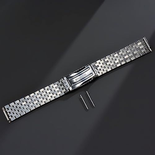 TOMIYOY General Flat End 20MM Oyster Beads Of Rice Vintage Style Bracelet Stainless Steel Strap With Quick Release Spring Bar (A) - Image 3