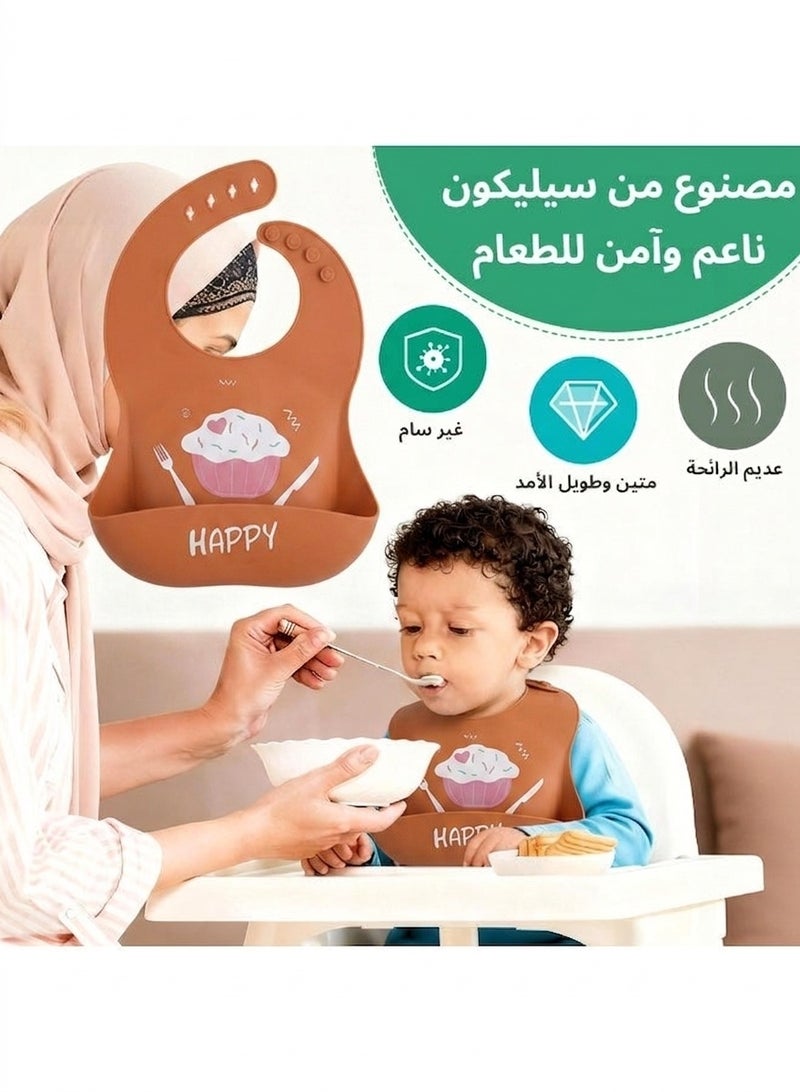 مريلة سيليكون ناعمة للأطفال (1 قطع) – مقاومة للماء والبقع مع جيب لالتقاط الطعام، حزام قابل للتعديل، آمنة للغسيل في غسالة الصحون – مثالية من عمر 10 أشهر حتى 6 سنوات - Image 5