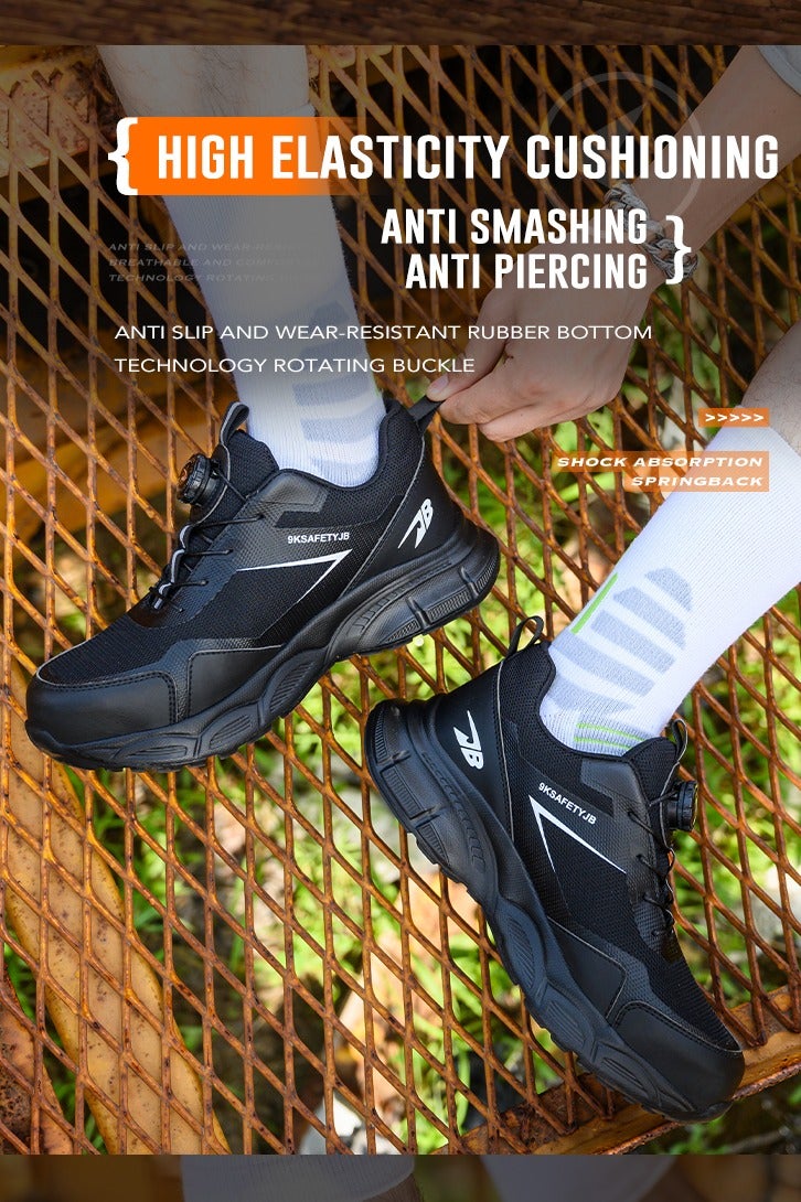عام أحذية عمل صيفية للرجال قابلة للتنفس بأصابع فولاذية، مضادة للكسر ومصنوعة من الفولاذ المركب + كيفلر مقاوم للثقب، متينة ومقاومة للتآكل وقابلة للتنفس. - Image 3