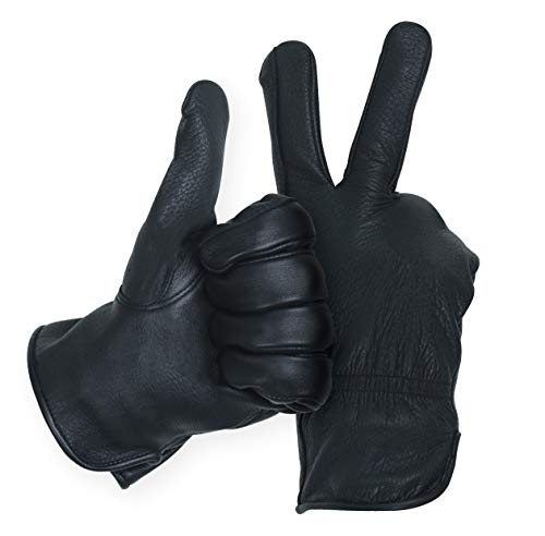 AMERICAN FUR MEN`S FULL GRAIN BLACK DEERSKIN LEATHER GLOVES LINED 40 GRAM 3M THINSULATE (American Fur) (Large) - Image 3