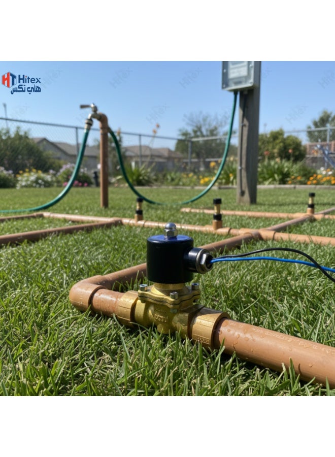 هيتكس صمام كهربائي كهربائي من النحاس الأصفر من جيفكس، 220 فولت و24 فولت | مقاسات 1/2 بوصة، 3/4 بوصة، و1 بوصة. صمام تحكم أوتوماتيكي في المياه بهيكل نحاسي متين (220 فولت، 1/2" بوصة). - Image 2