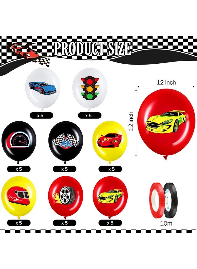 Charniol 40 Pack Race Cars Balloons Birthday Party Supplies,12 Inch Checkered Flags Racing Party Latex Balloons For Race Fans Birthday Party One Two Fast Birthday Party Decorations Supplies - Image 2