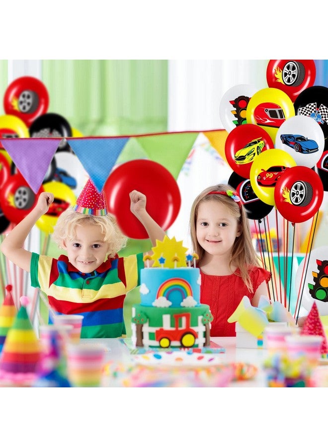 Charniol 40 Pack Race Cars Balloons Birthday Party Supplies,12 Inch Checkered Flags Racing Party Latex Balloons For Race Fans Birthday Party One Two Fast Birthday Party Decorations Supplies - Image 3
