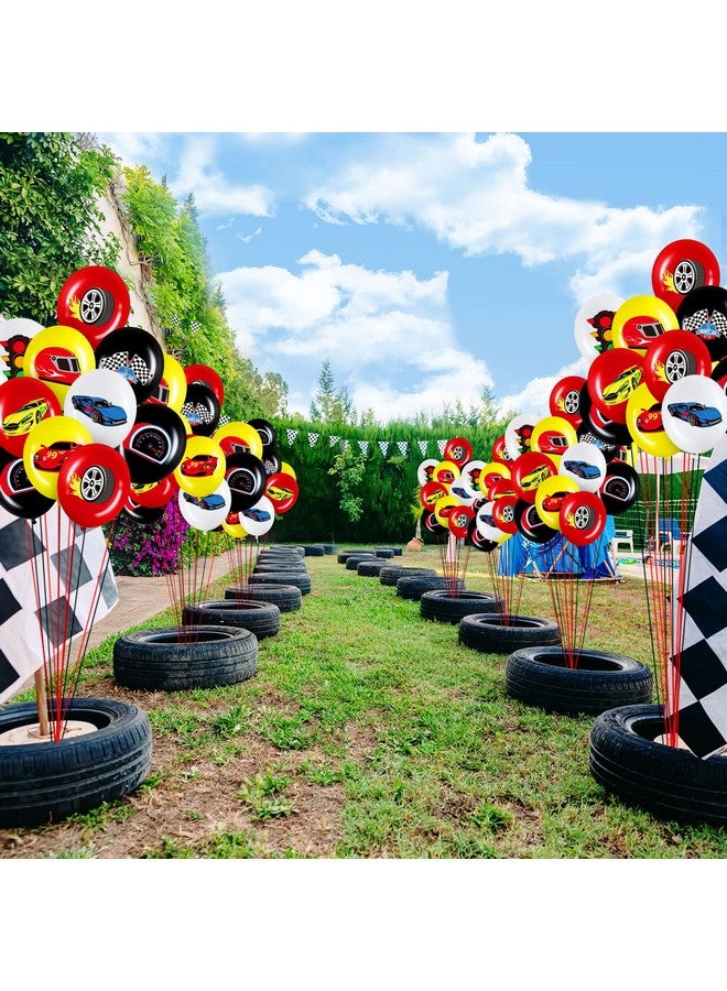 Charniol 40 Pack Race Cars Balloons Birthday Party Supplies,12 Inch Checkered Flags Racing Party Latex Balloons For Race Fans Birthday Party One Two Fast Birthday Party Decorations Supplies - Image 4