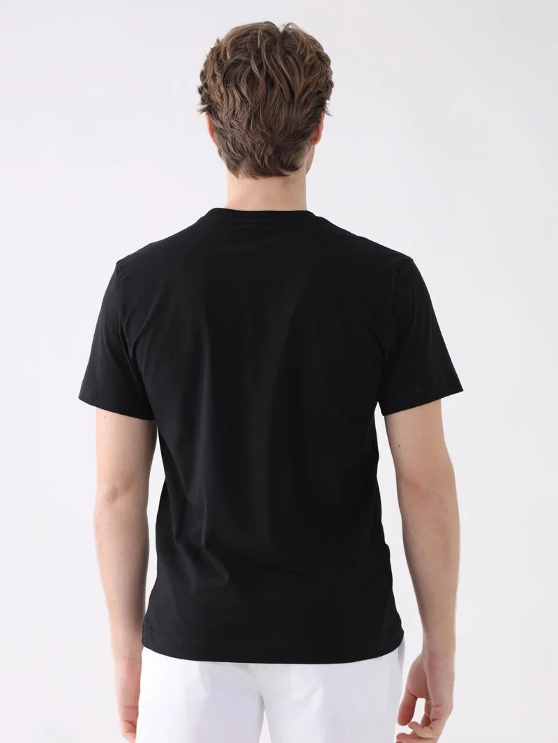 Dufy Black Black Men's Regular Fit O-Neck Tshirt for Men | Best Price UAE