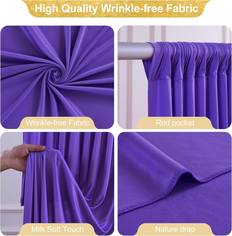 PARTISKY 24x10FT Dark Purple Backdrop Curtains for Wedding Parties, Wrinkle Free Polyester Photography Backdrop Drapes for Baby Shower Birthday Parties Stage Background Stand Decorations 4x10ft,6 Panels - Image 2