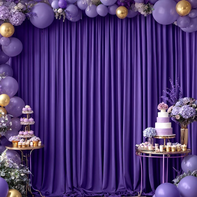 PARTISKY 24x10FT Dark Purple Backdrop Curtains for Wedding Parties, Wrinkle Free Polyester Photography Backdrop Drapes for Baby Shower Birthday Parties Stage Background Stand Decorations 4x10ft,6 Panels - Image 3