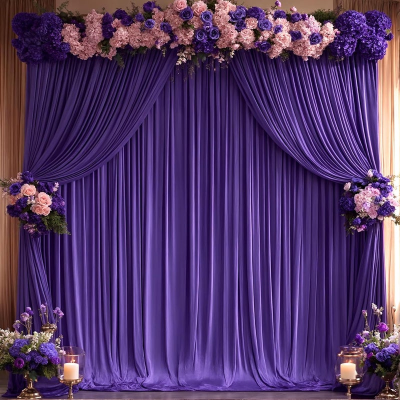 PARTISKY 24x10FT Dark Purple Backdrop Curtains for Wedding Parties, Wrinkle Free Polyester Photography Backdrop Drapes for Baby Shower Birthday Parties Stage Background Stand Decorations 4x10ft,6 Panels - Image 4