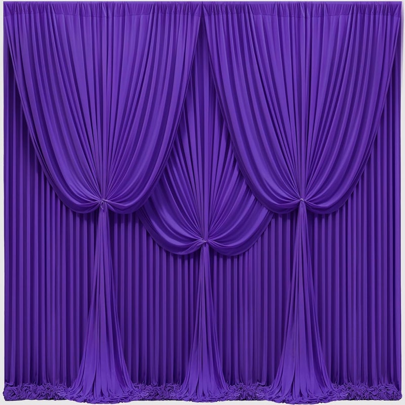 PARTISKY 24x10FT Dark Purple Backdrop Curtains for Wedding Parties, Wrinkle Free Polyester Photography Backdrop Drapes for Baby Shower Birthday Parties Stage Background Stand Decorations 4x10ft,6 Panels - Image 1