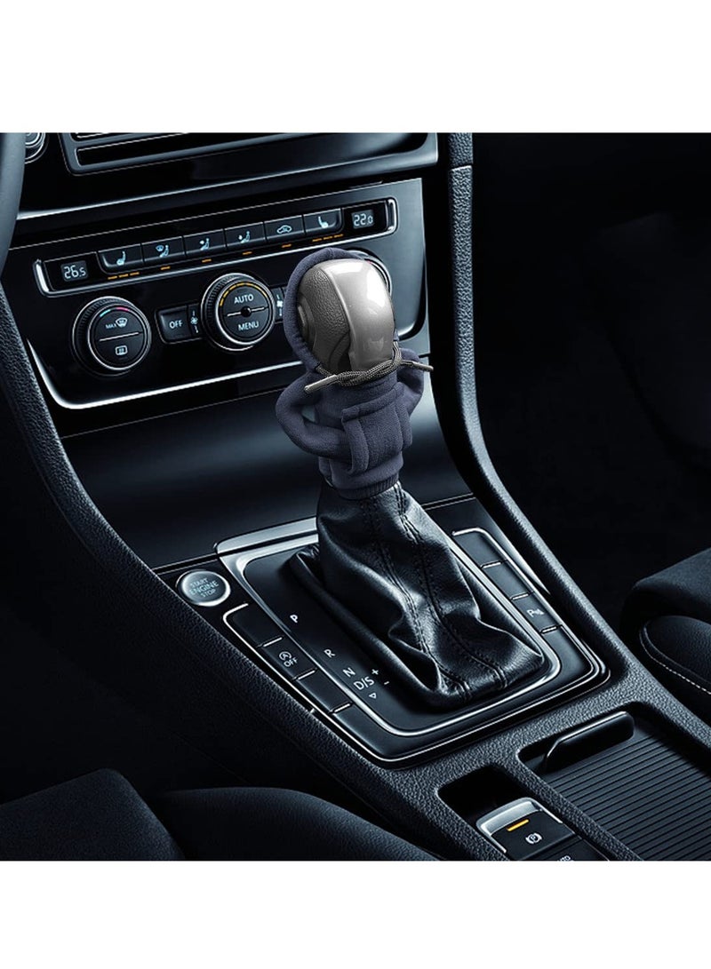 Excefore Sweatshirt Auto Gear Shift Knob Cover, Car Shifter Hoodie Gear Shift, Lever Knob Cover Car Interior Decoration for Most Vehicles (2pcs, 2 Colors) - Image 3