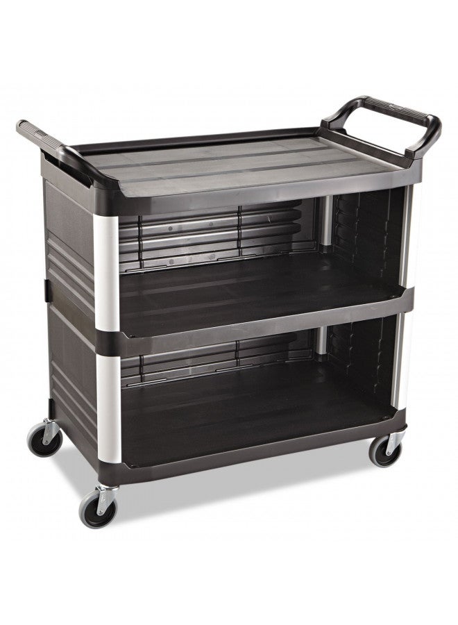 Rubbermaid Commercial Products Rubbermaid Commercial Products Xtra Utility Cart with Wheels, 300-Pound Capacity, 20w x 40-5/8d x 37-4/5h, Black, Three Shelf Cart for Kitchen/Restaurant/Cafeteria/School/Storage  - Image 1
