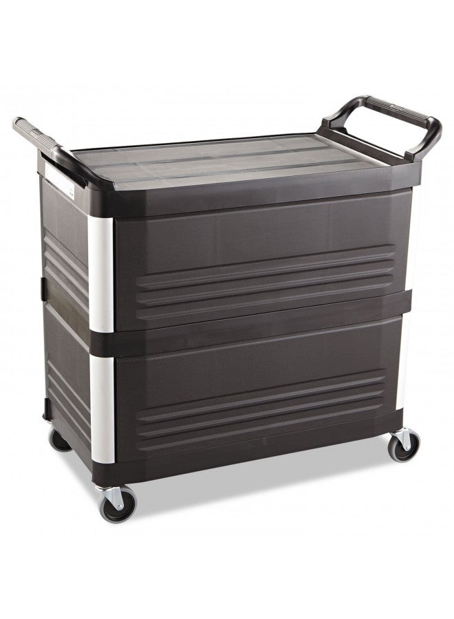Rubbermaid Commercial Products Rubbermaid Commercial Products Xtra Utility Cart with Wheels, 300-Pound Capacity, 20w x 40-5/8d x 37-4/5h, Black, Three Shelf Cart for Kitchen/Restaurant/Cafeteria/School/Storage  - Image 3