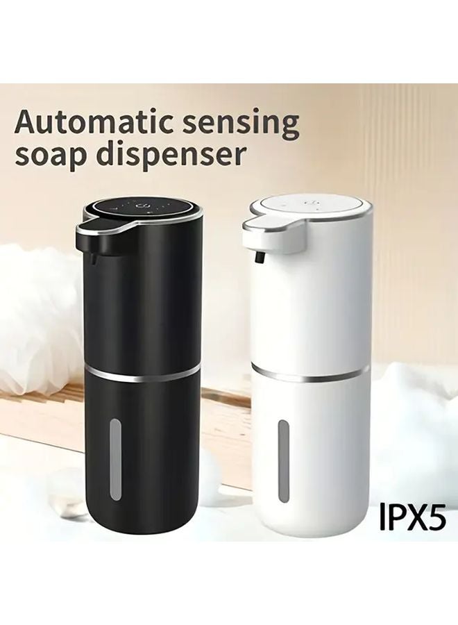 موزع الصابون الرغوي الأسود التلقائي بدون لمس قابلة لإعادة الشحن عبر USB مقاوم للماء IPX5 مثبت على الحائط - Image 1