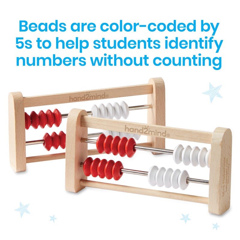 hand2mind Mini 20-Bead Wooden Rekenrek, Number Rack for Kids, Abacus for Kids Math, Counting Beads, Math Manipulatives, Elementary Teacher Must Haves (Set of 4) - Image 3